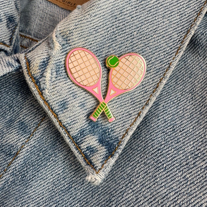 Tennis Racket Enamel Pin, Pink