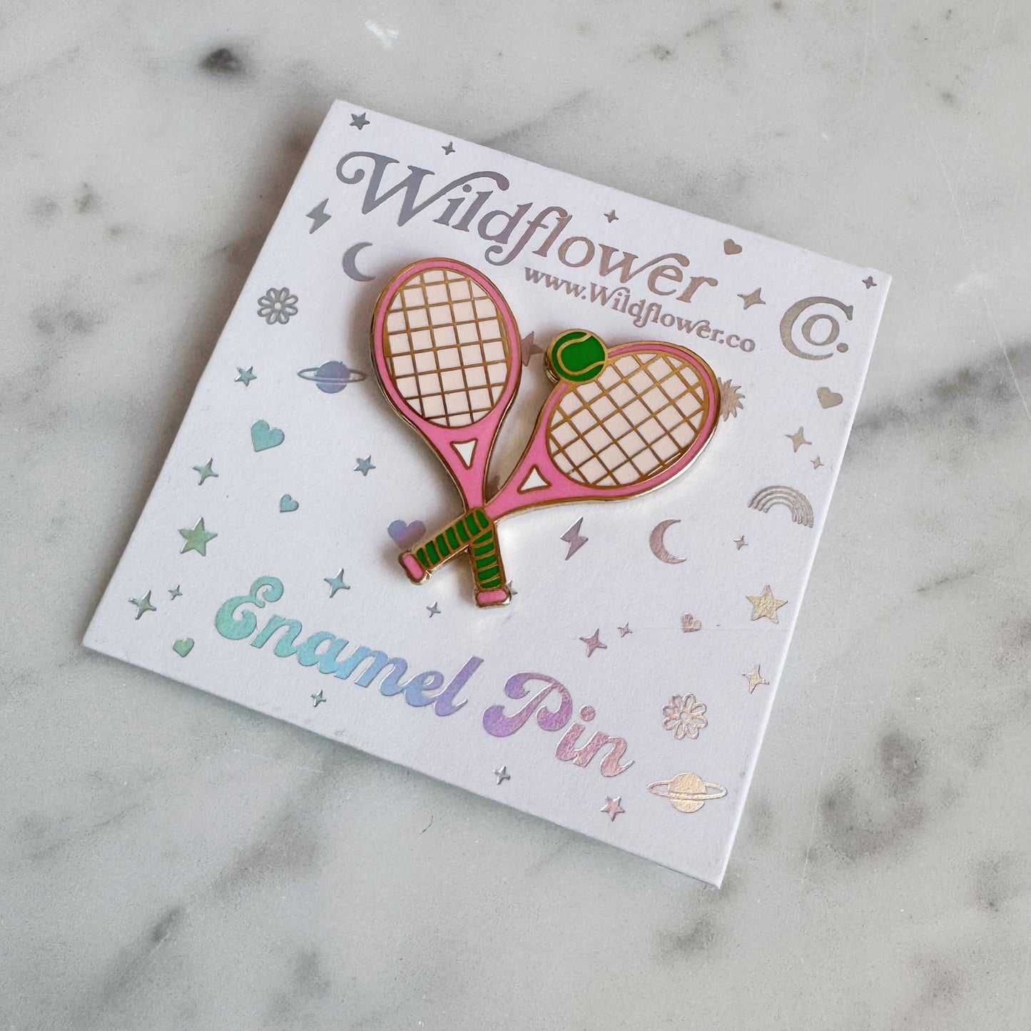 Tennis Racket Enamel Pin, Pink