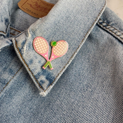 Tennis Racket Enamel Pin, Pink