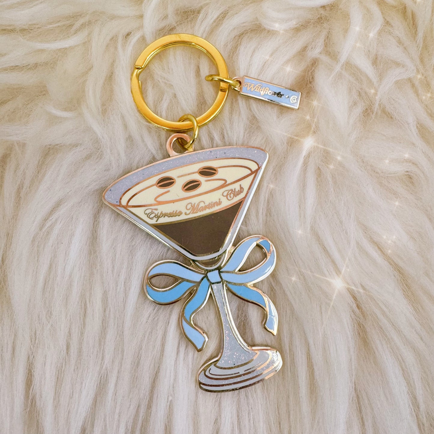 AC00502-MLT-OS - Espresso Martini Enamel Keychain - Hard Enamel Keychains - Bag Charm - Espresso Martini Accessories - Cute Charms - Wildflower + Co (