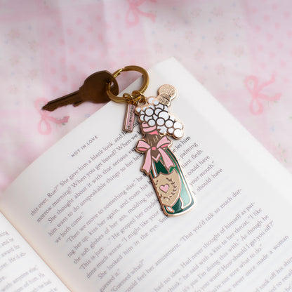 Champagne w/ Bow Enamel Keychain
