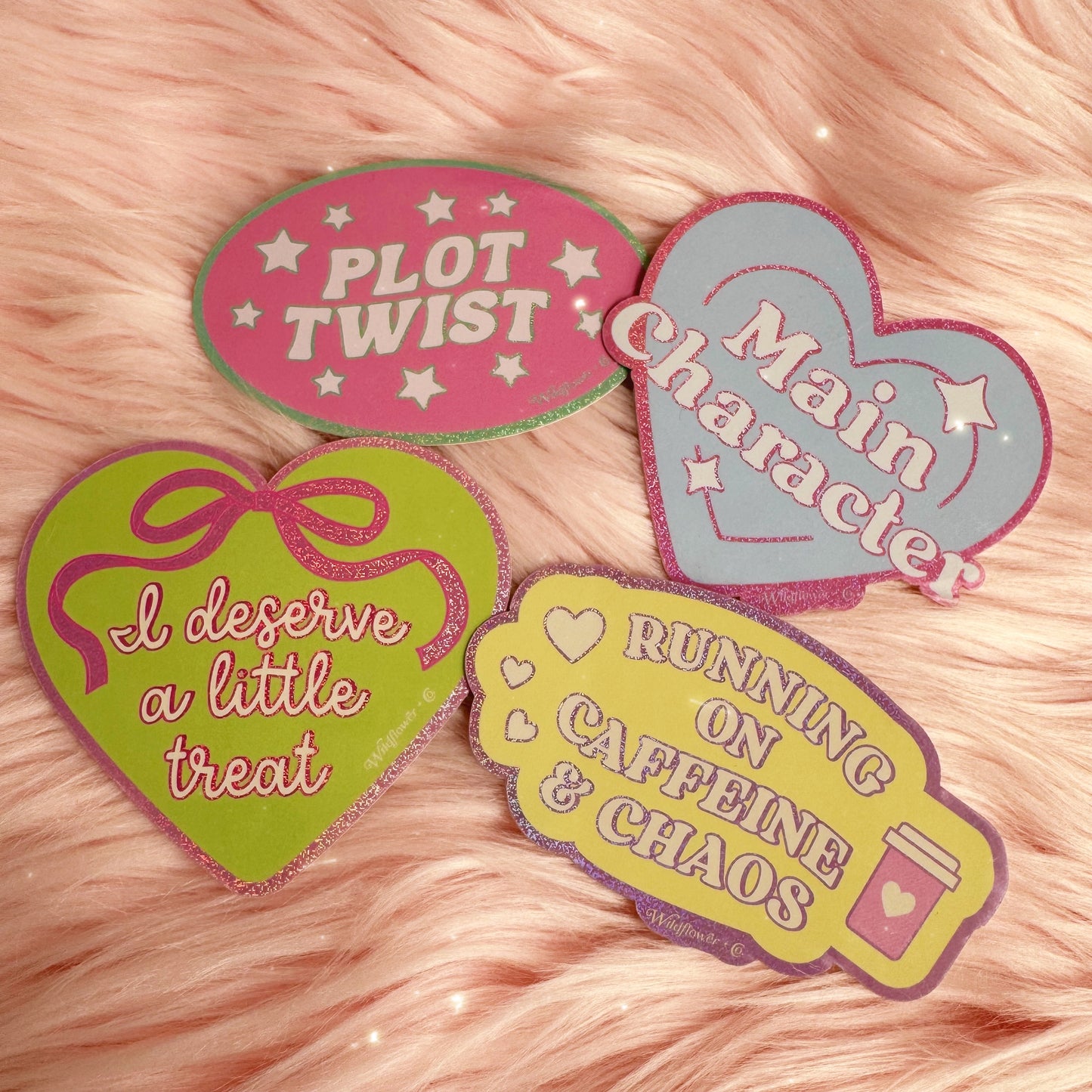 Cute Stickers - Plot Twist - Main Character - I Deserve a Little Treat - Running on Caffeine & Chaos