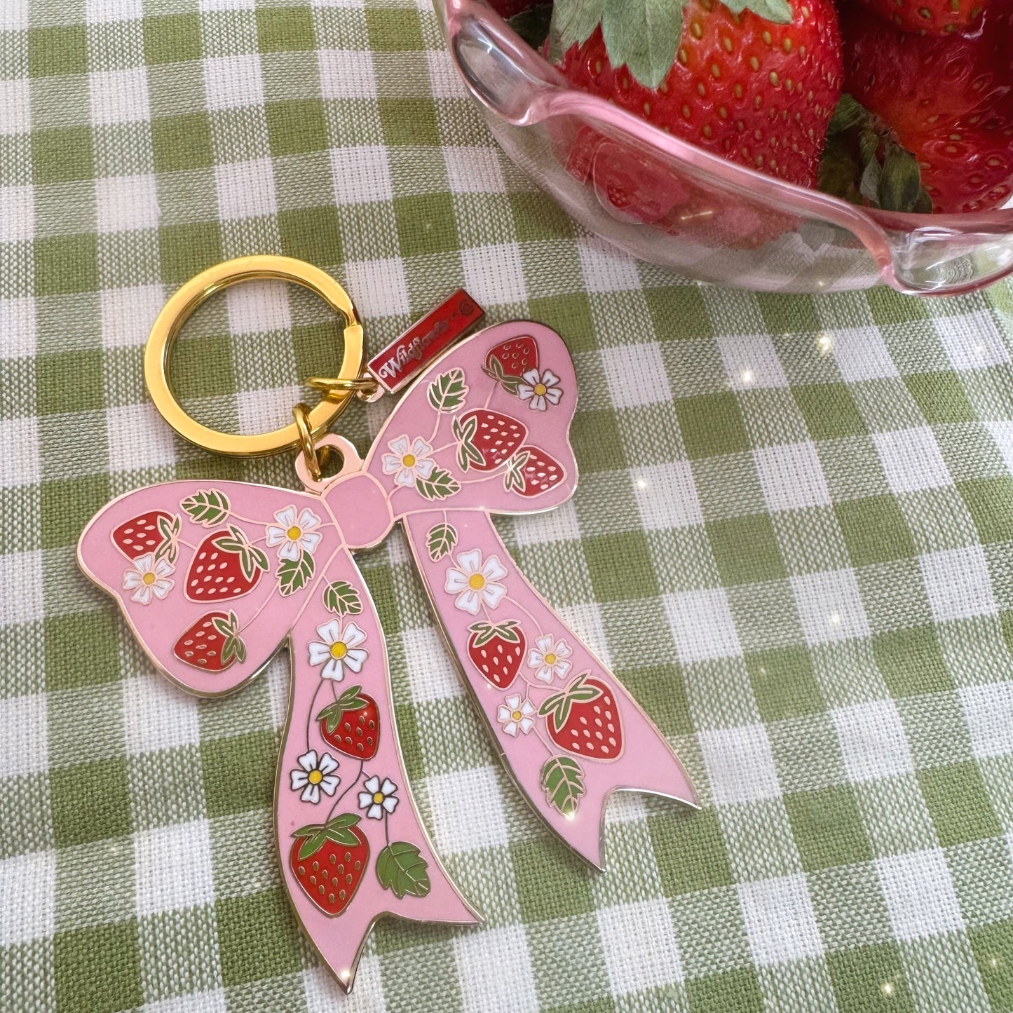 Strawberry Bow Keychain