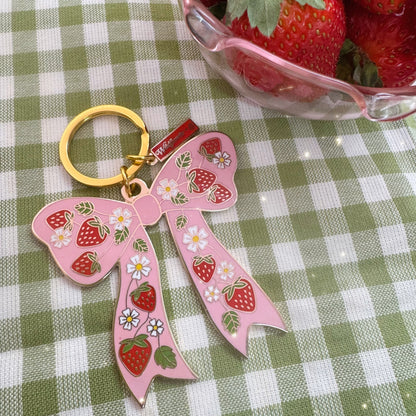 Strawberry Bow Keychain