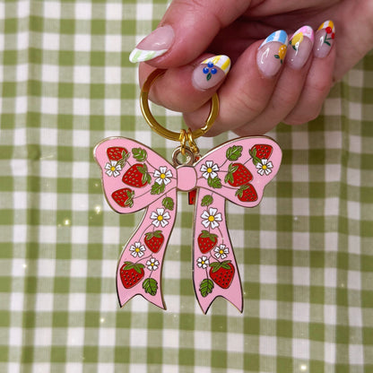 Strawberry Bow Keychain