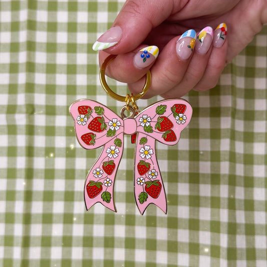 Strawberry Bow Keychain