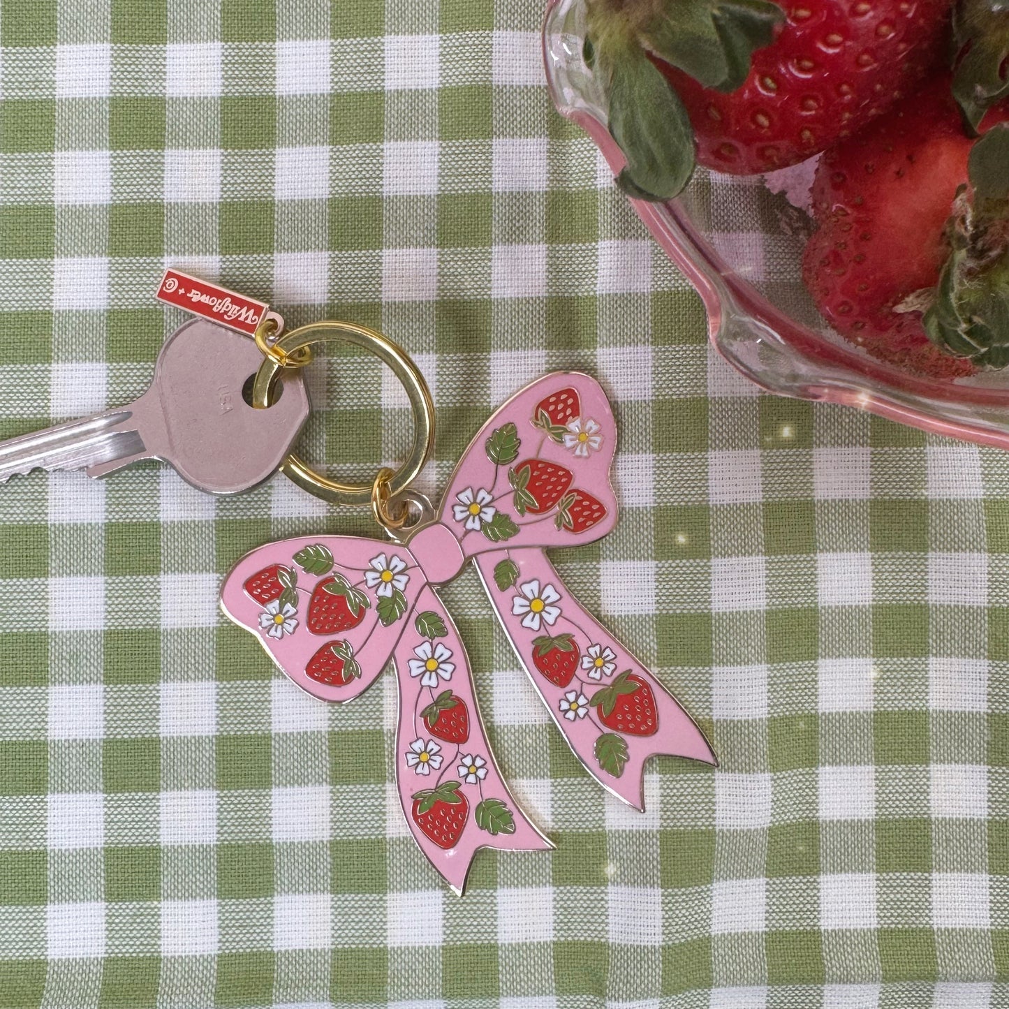 Strawberry Bow Keychain