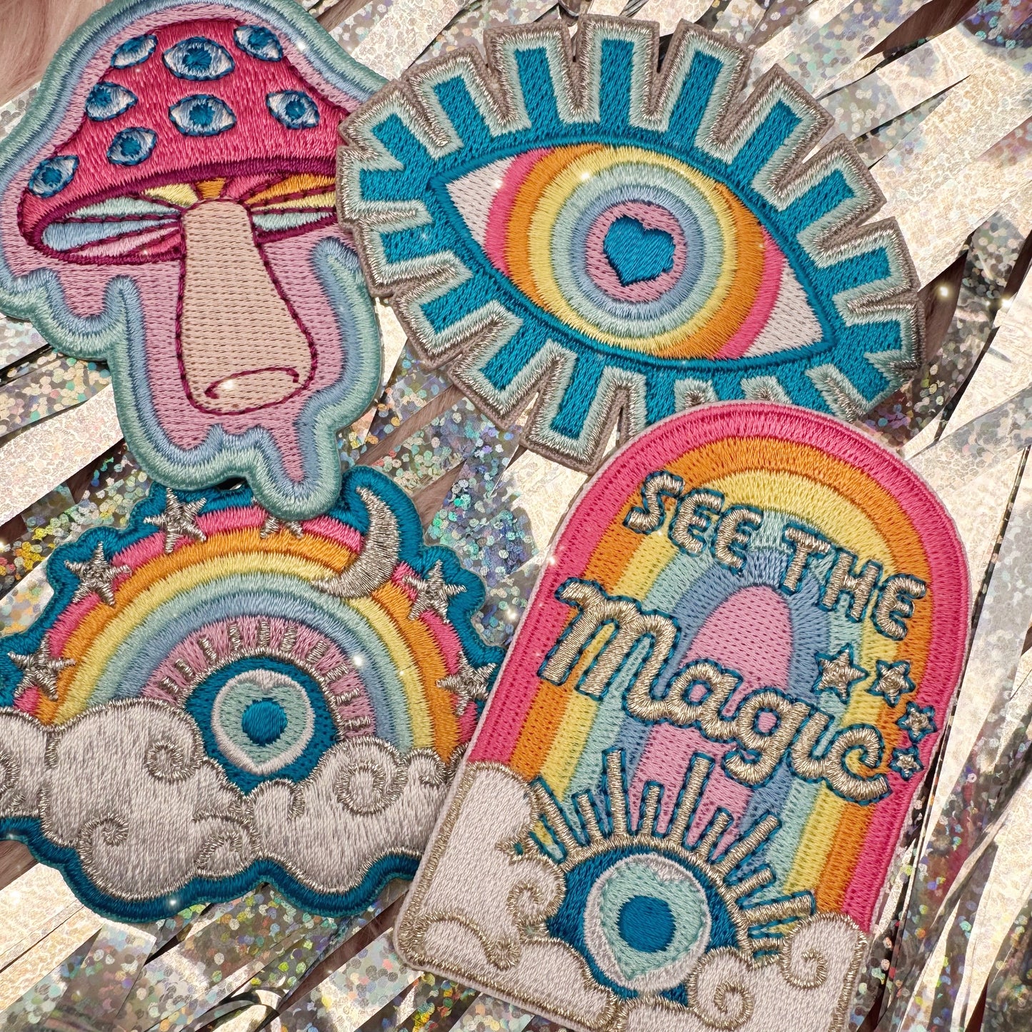 Rainbow Evil Eye Embroidered Iron-On Patch
