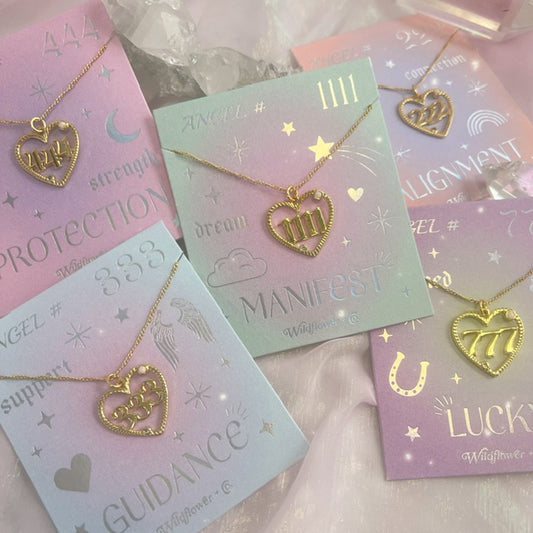 Angel Number Charm Necklace 1111 222 333 444 777