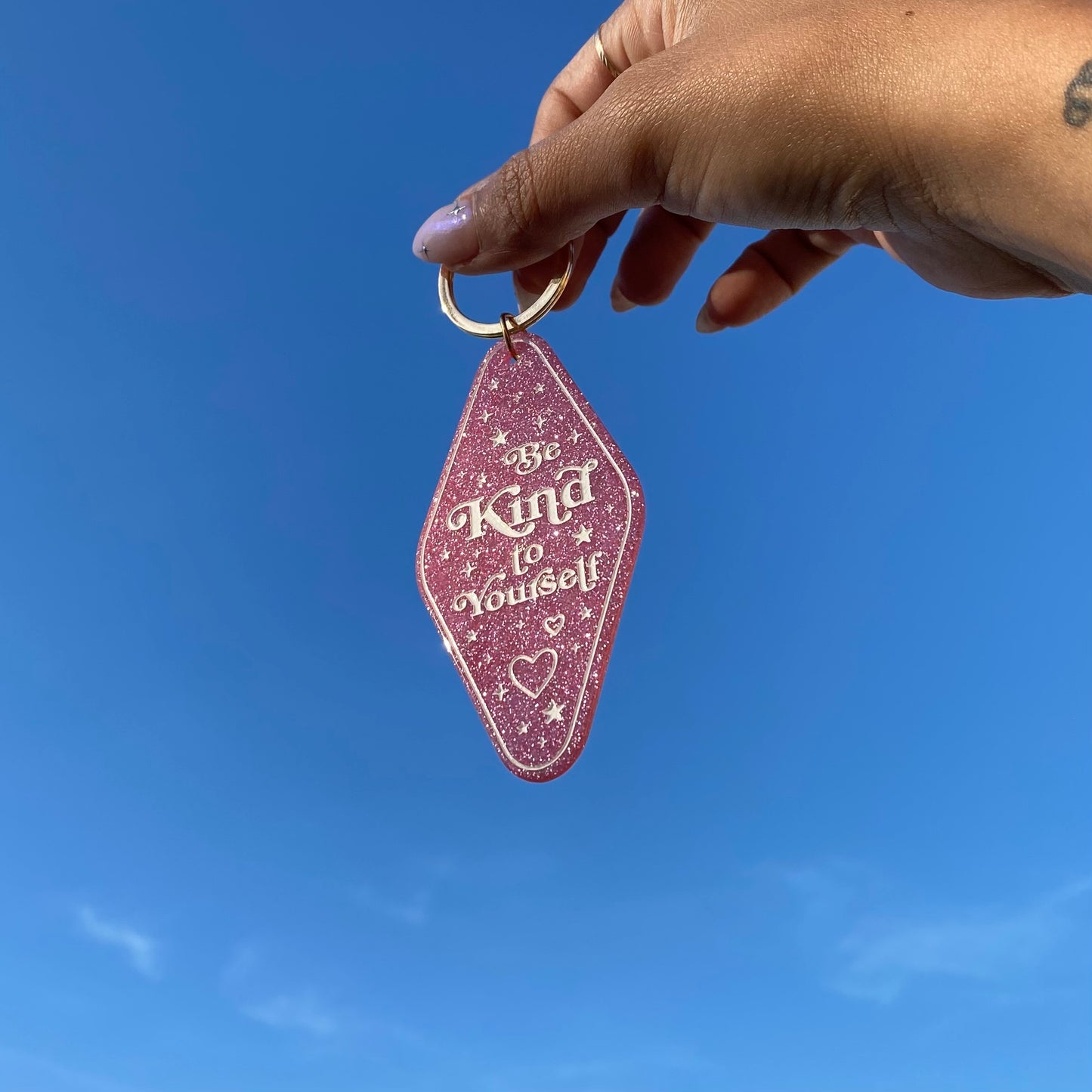 Positive Affirmation Glitter Motel Keychain