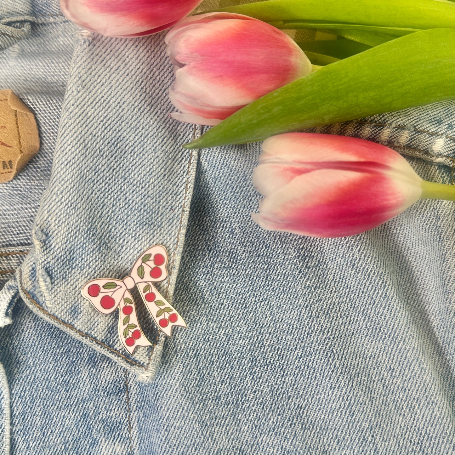 Cherry Bow Enamel Pin