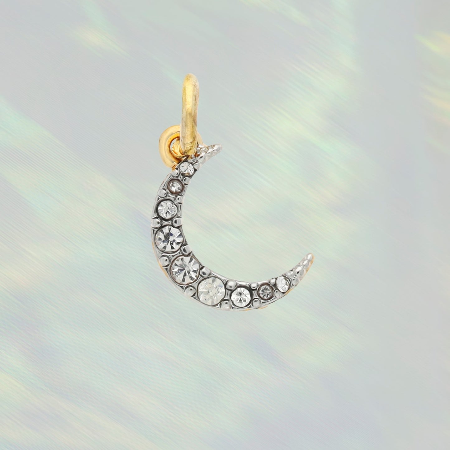 Dainty Pave Crescent Moon, Gold Charm