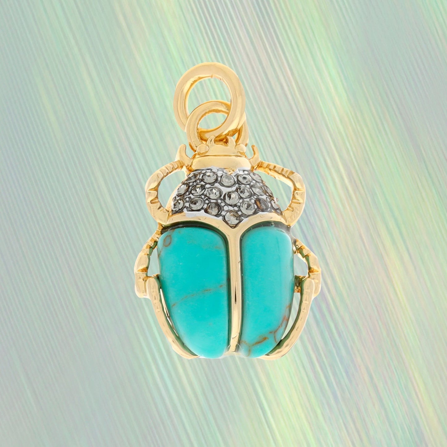 JW00098 Scarab Charm Turquoise Gold 