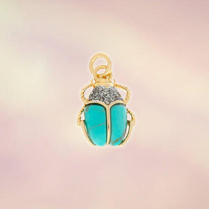 JW00098 Scarab Charm Turquoise Gold - 1Main