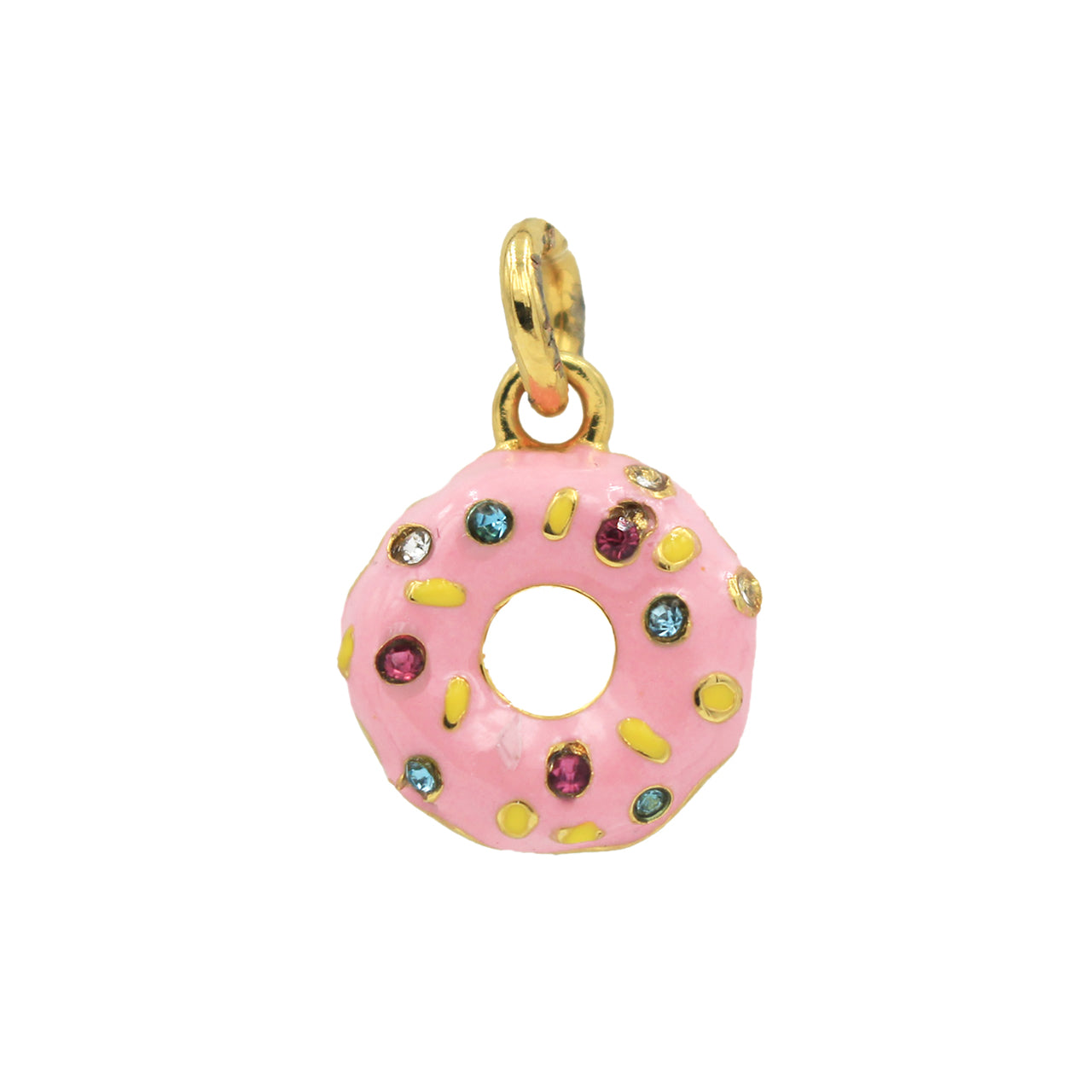 JW00192-GLD-OS Donut Charm Pendant Pink Gold - Wildflower + Co. floating