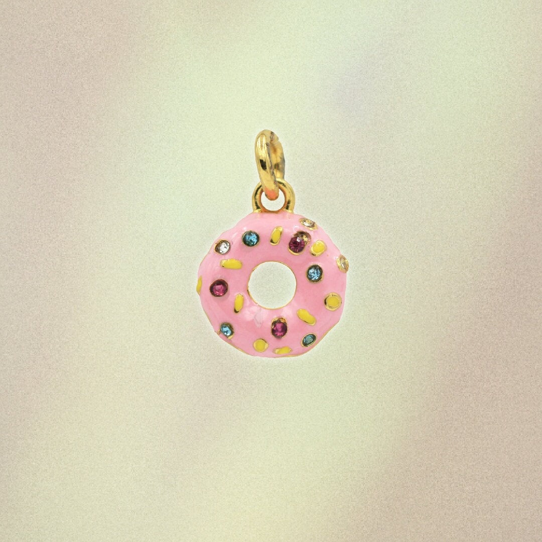JW00192-GLD-OS Donut Charm Pendant Pink Gold - Wildflower + Co.