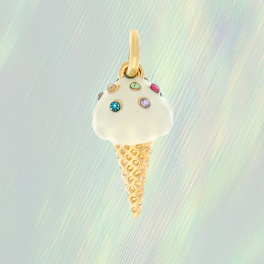Ice Cream Cone Charm, Gold