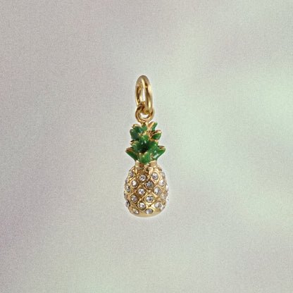 JW00270-GLD-OS Pineapple Charm Pendant Gold Pave Wildflower + Co