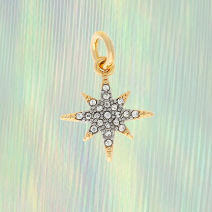 JW00311GLDOS - Pave North Star Charm - Pendant - Dainty Gold - Tiny - Delicate - Good Luck - Graduate - Graduation - Journey - Adventure - Wanderlust  - Wildflower + Co. 