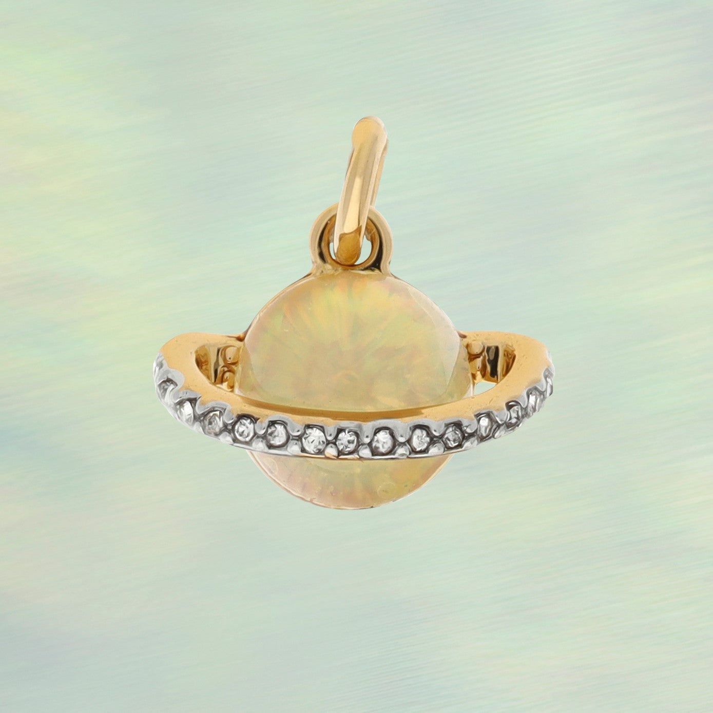 JW00403-GLD-OS-R - Planet Charm, Opalescent & Gold - Charm, Charms, Pendant, Pendants, DIY, Jewelry Making - BC Crop Styled