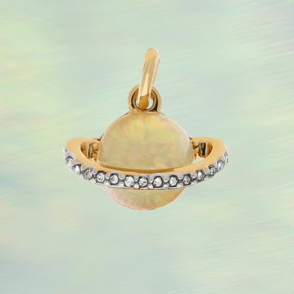 JW00403-GLD-OS-R - Planet Charm, Opalescent & Gold - Charm, Charms, Pendant, Pendants, DIY, Jewelry Making - BC Crop Styled