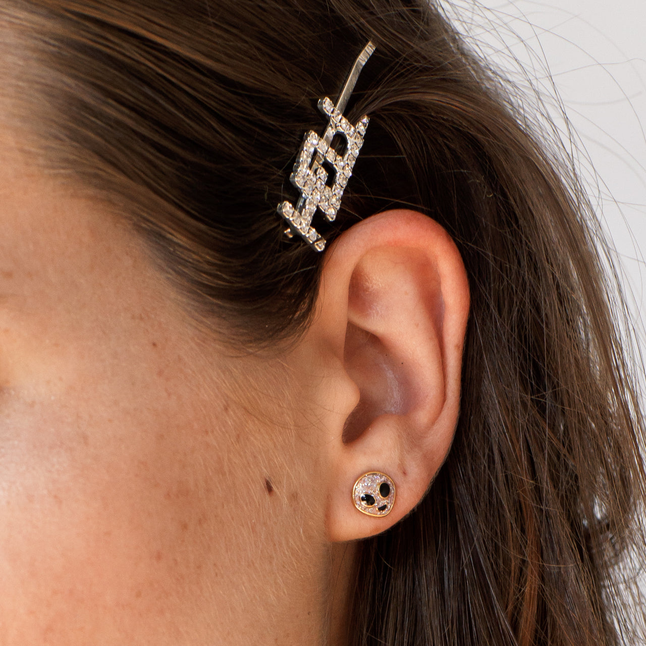 Alien Stud Earrings, Lilac Glitter