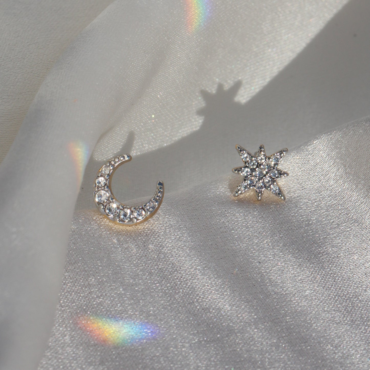 Celestial Moon & Star Stud Earrings