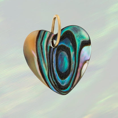 Shell Heart Charm, Large - Abalone