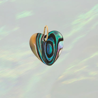 Shell Heart Charm, Large - Abalone