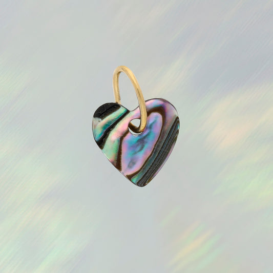 Shell Heart Charm, Small - Abalone