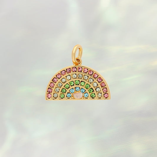 JW00877-GLD-OS - Rainbow Charm- Pastel Pave _ Gold - floating