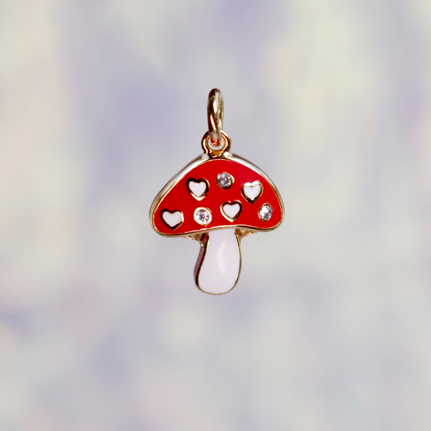 Mushroom Charm, Red Enamel