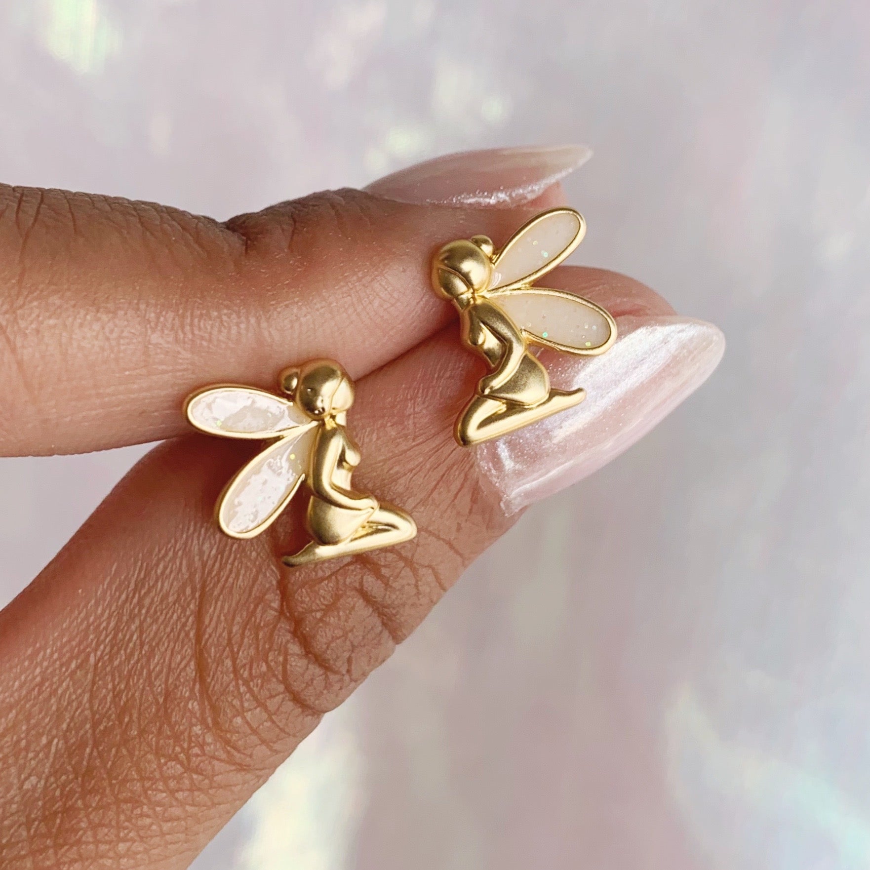 JW00952-GLD-OS - Fairy Stud Earrings - Wildflower + Co (6) hand