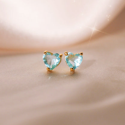 Heart Birthstone Stud Earrings - All Months