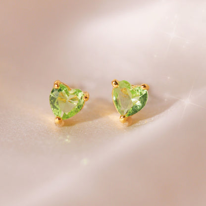 Heart Birthstone Stud Earrings - All Months