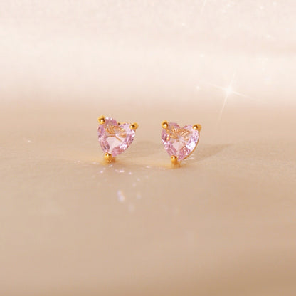 Heart Birthstone Stud Earrings - All Months