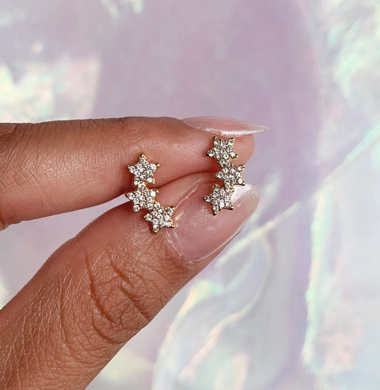 JW01011-GLD-OS - Pave Star Stud Earrings - Wildflower + Co hand