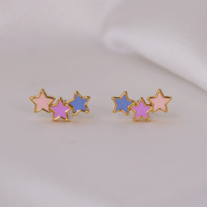 JW01012-GLD-OS - Pastel Star Stud Earrings, Enamel  - Wildflower + Co