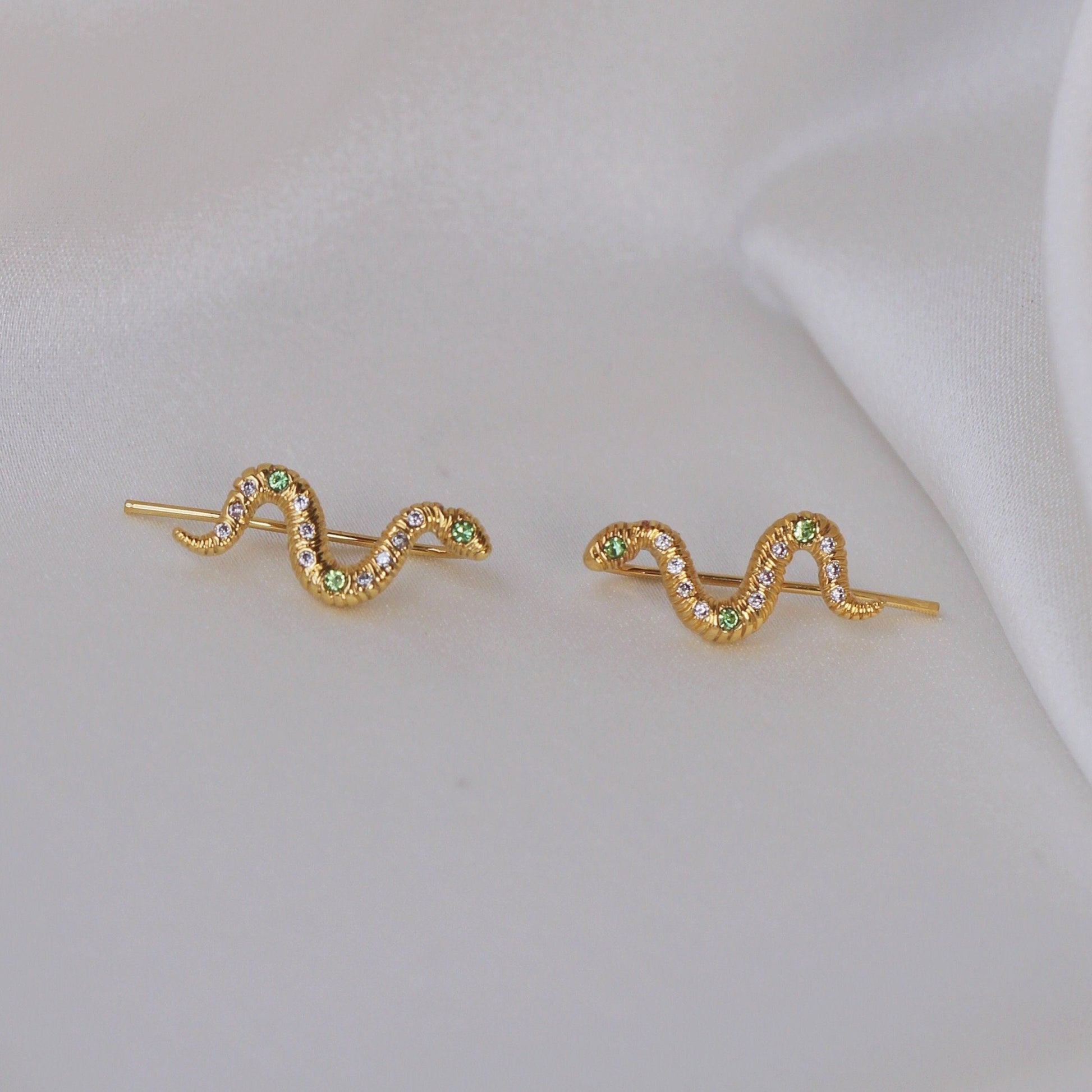 JW01015-GLD-OS - Snake Crawler Earrings - Wildflower + Co (1)