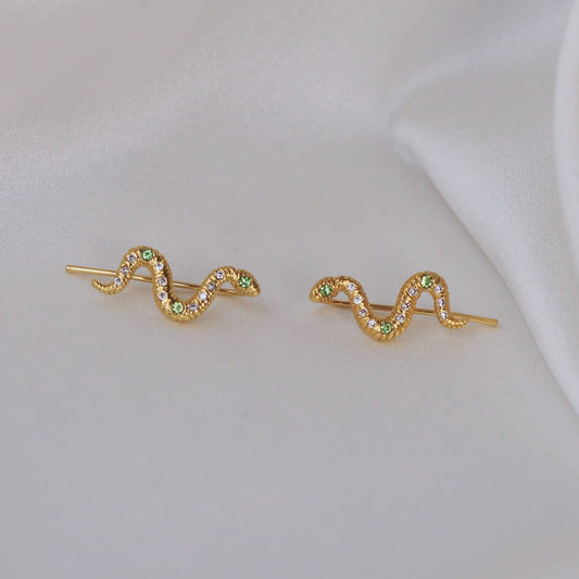 JW01015-GLD-OS - Snake Crawler Earrings - Wildflower + Co (1)