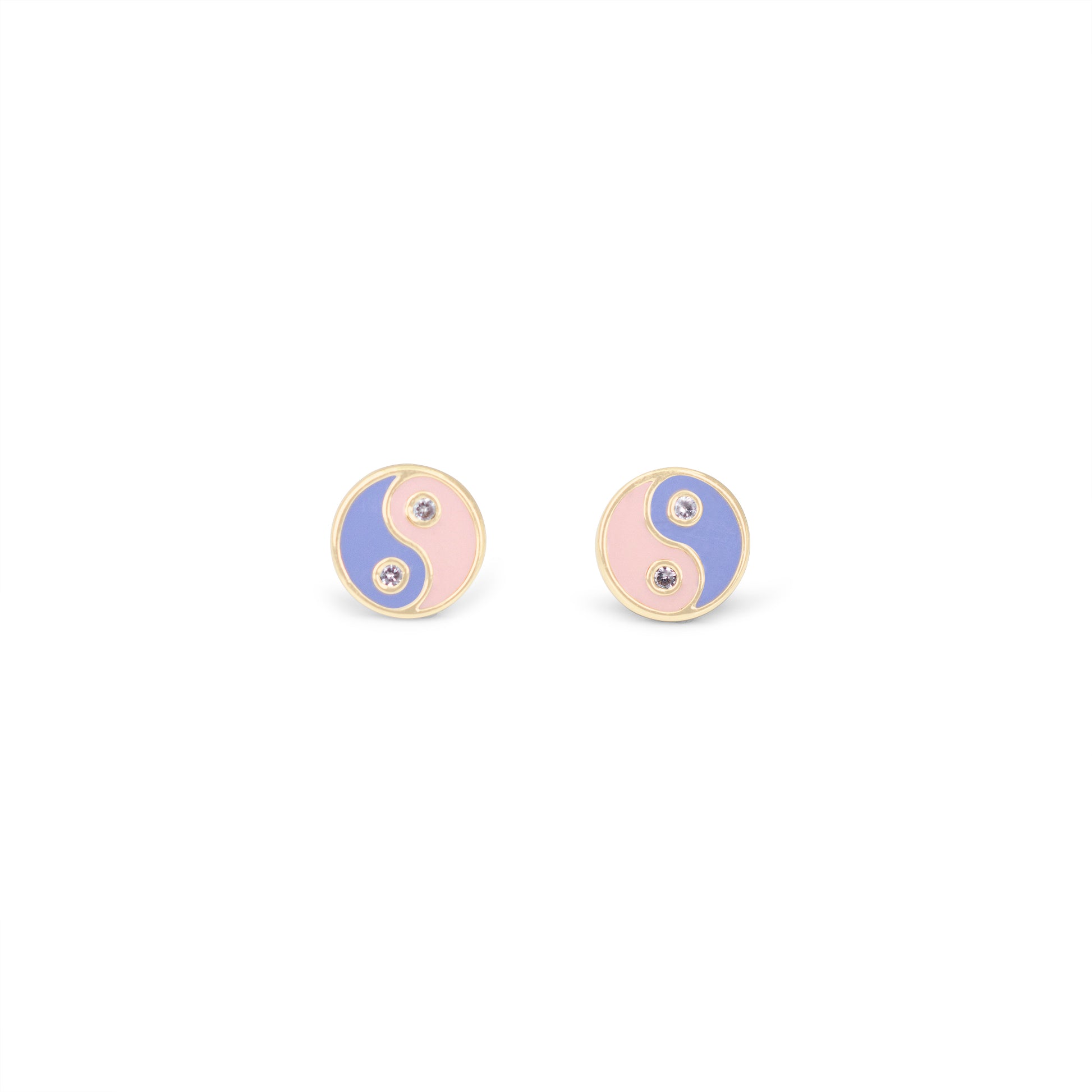 JW01020-GLD-OS - Yin Yang Stud Earrings - Pink & Blue Enamel - Wildflower + Co (1)floating