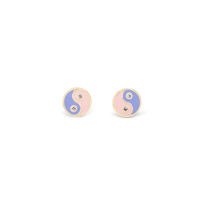 JW01020-GLD-OS - Yin Yang Stud Earrings - Pink & Blue Enamel - Wildflower + Co (1)floating