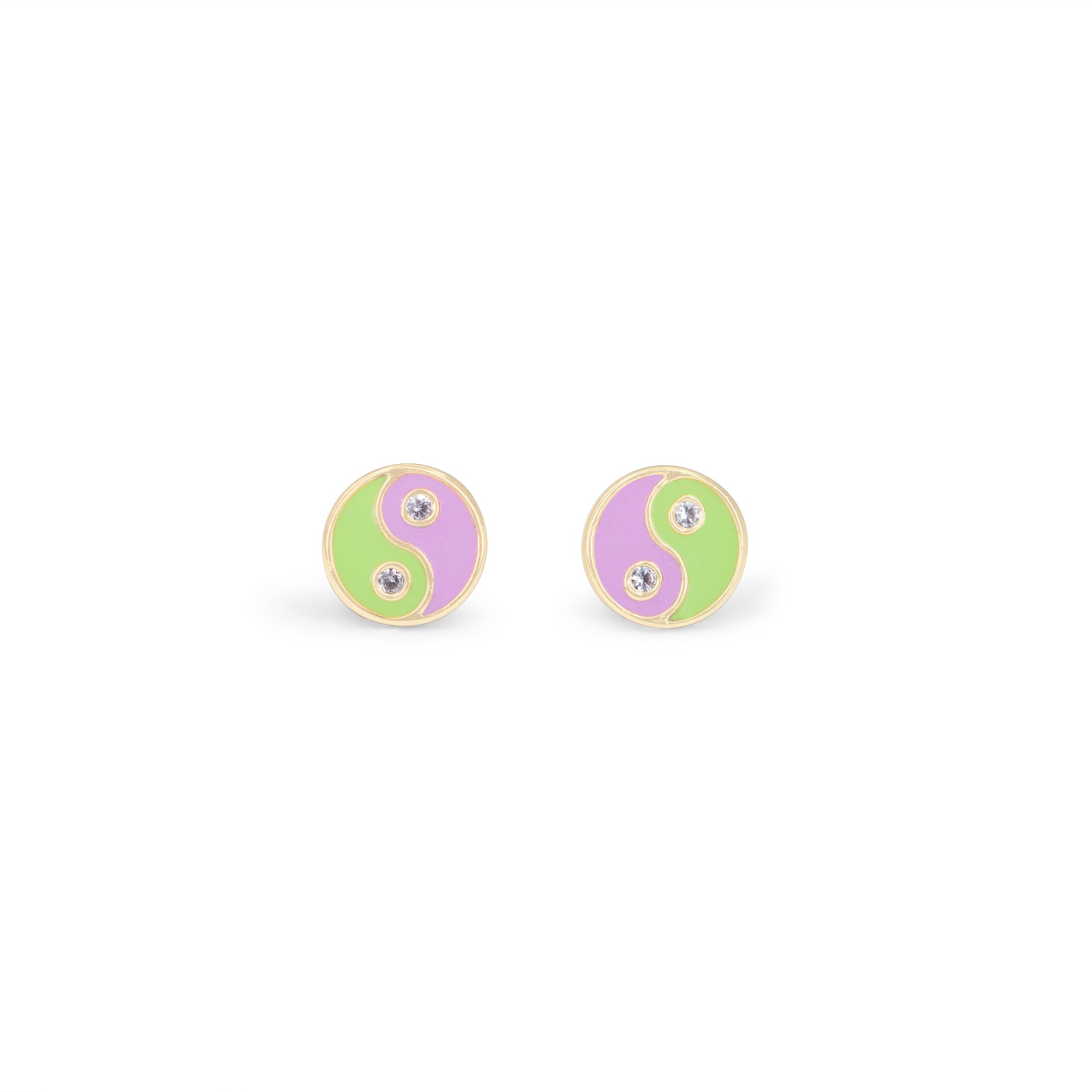 JW01021-GLD-OS - Yin Yang Stud Earrings - Lilac & Green Enamel - Wildflower + Co (1) floating