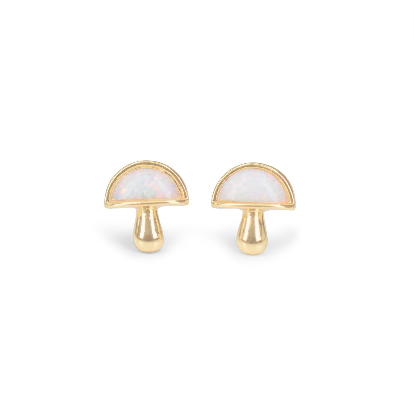 JW01022-GLD-OS - Opal Mushroom Stud Earrings - Wildflower + Co clean