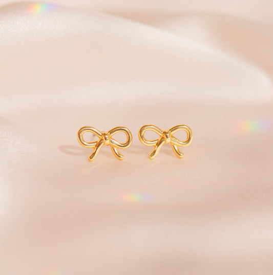 JW01118-GLD-OS - Bow Earrings - Gold Studs - Cute Jewelry - Coquette Accessories - Fun Gifts - Wildflower + Co (1)