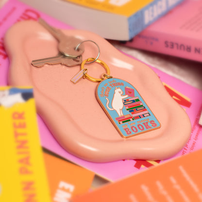 There's No Such Thing as Too Many Books Enamel Keychain