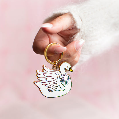 Swan Enamel Keychain