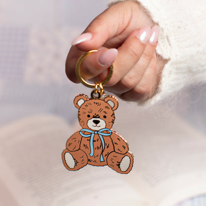 Teddy Bear w. Bow Enamel Keychain