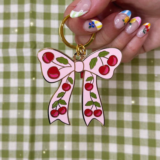 Cherry Bow Keychain - Bag Charm