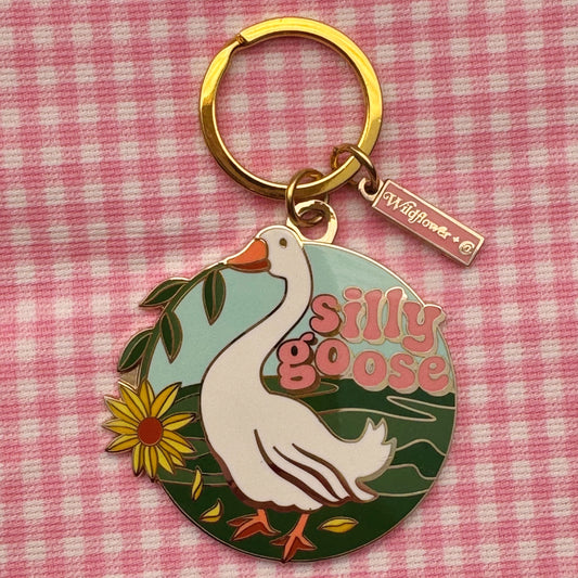Silly Goose Enamel Keychain